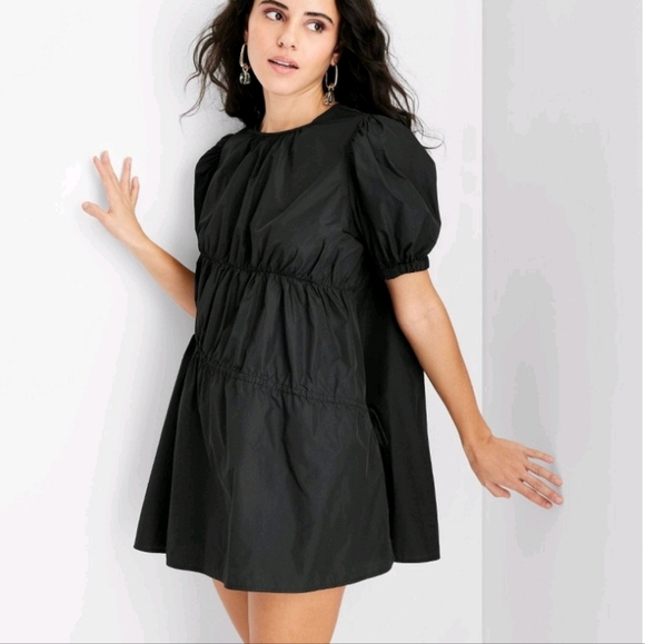 Future Collective Women's Puff Short Sleeve Drawcord Mini Dress Gabriella Karefa - Picture 3 of 16